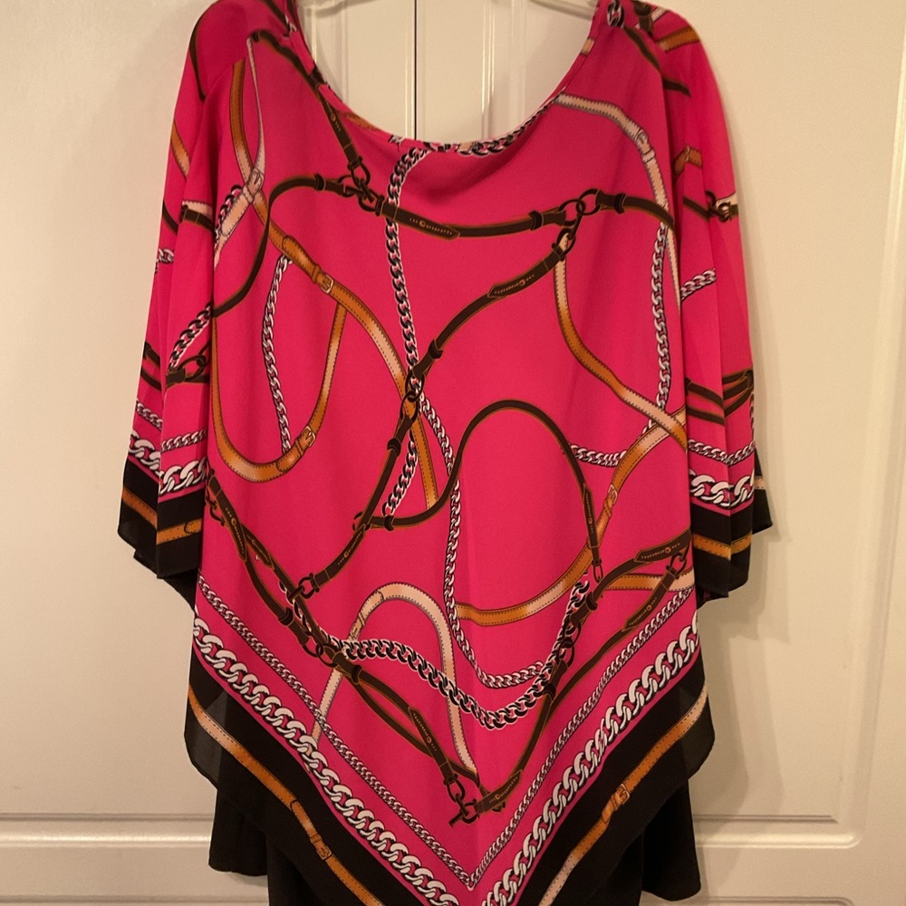 Investments Pink Chain Print Blouse NWOT